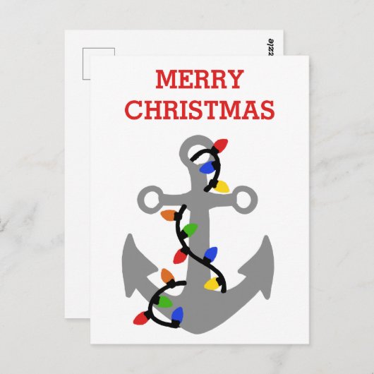 Anker met kerstlampjes briefkaart (Voorkant / Achterkant)