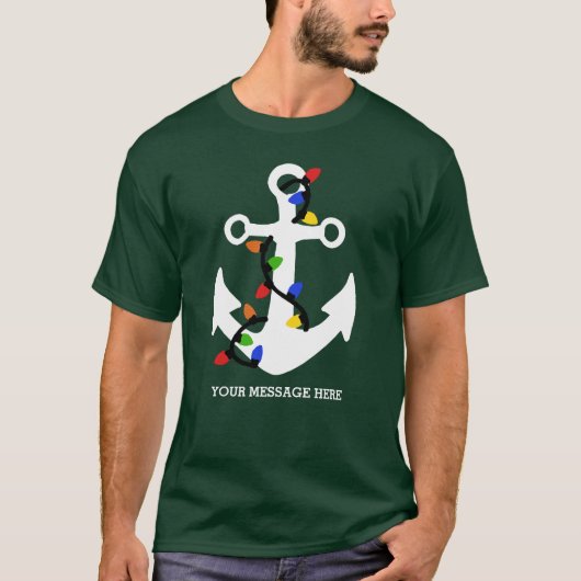 Anker met kerstlampjes t-shirt (Voorkant)