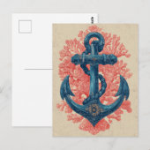 Anker met koraal uit het verleden briefkaart (Voorkant / Achterkant)