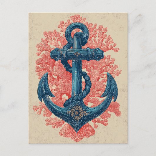 Anker met koraal uit het verleden briefkaart (Voorkant)