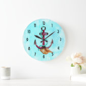 Anker met Rope en Seashell in Waterverven Grote Klok (Huis)