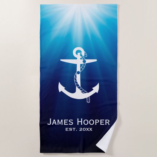 Anker met Rope |  Nautische geschenken Strandlaken (Voorkant)