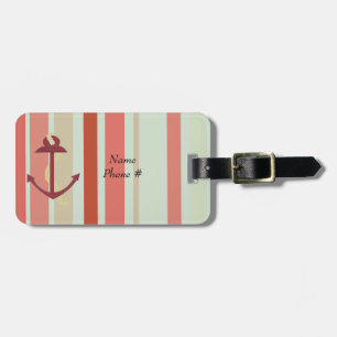 Anker met scheepsstrepen bagagelabel