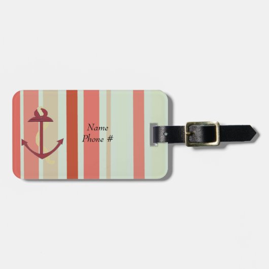 Anker met scheepsstrepen bagagelabel (Voorkant horizontaal)