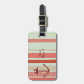 Anker met scheepsstrepen bagagelabel (Voorkant verticaal)