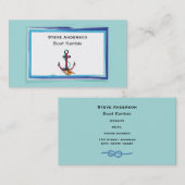 Anker met touw en zeeschelp op groene achtergrond visitekaartje (Voorkant / Achterkant)