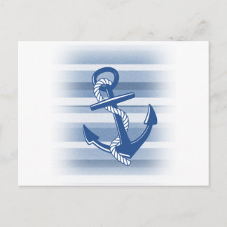 Anker met touw in blauwe touwen briefkaart