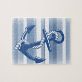 Anker met touw in blauwe touwen legpuzzel (Horizontaal)