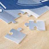 Anker met touw in blauwe touwen legpuzzel (Zijkant)