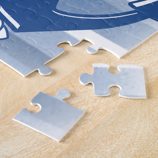 Anker met touw in blauwe touwen legpuzzel (Zijkant)