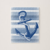 Anker met touw in blauwe touwen legpuzzel (Verticaal)