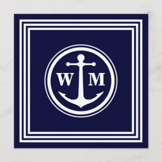 Anker Monogram 5.25x5.25 Vierkant Papieren Uitnodi Kaart