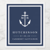 Anker Monogram Bruiloft Favor Wijn Etiketten (Enkel label)