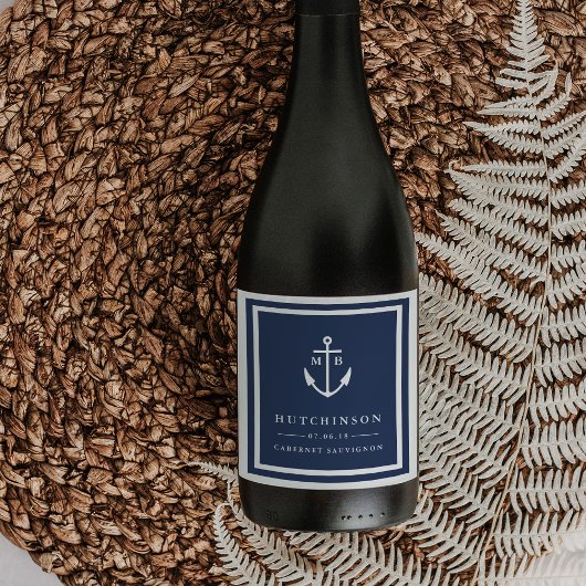 Anker Monogram Bruiloft Favor Wijn Etiketten