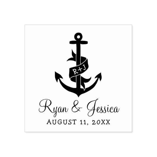 Anker Monogram Bruiloft Stamp Rubberstempel (Afrduk)