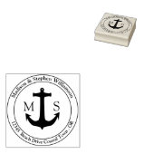 Anker Monogram Familienaam Retouradres Rubberstempel (Gestempeld)