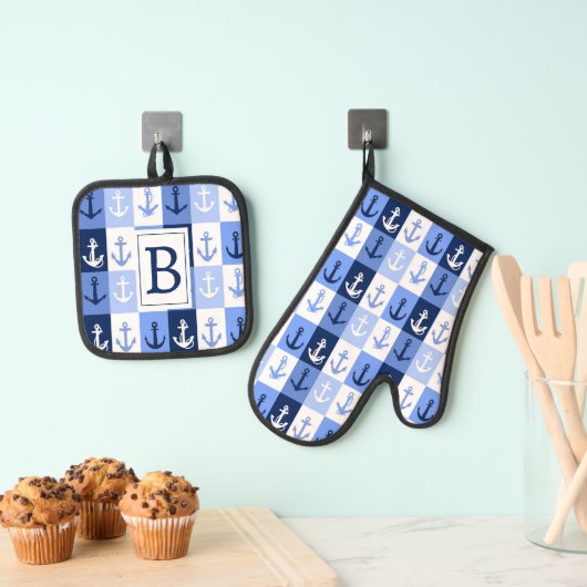 Anker monogram letter ovenwant & pannenlap set (Insitu(Ophanging))