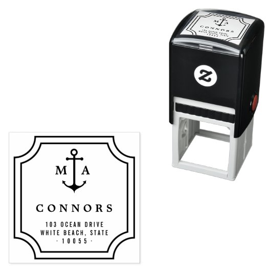 Anker Monogram Lijst Bruiloft Zelfinkt Stempel (In situ)