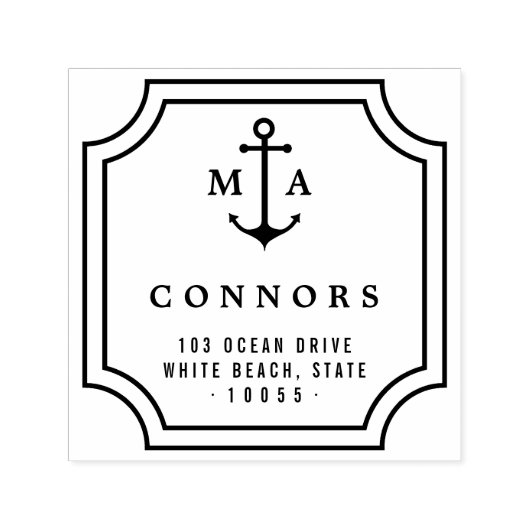 Anker Monogram Lijst Bruiloft Zelfinkt Stempel (Design)
