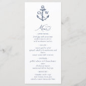 Anker Monogram nautische bruiloft Menu (Voorkant)