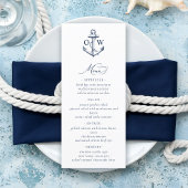Anker Monogram nautische bruiloft Menu