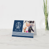 Anker Monogram Nautische Foto Bruiloft Bedankkaart (Voorkant)
