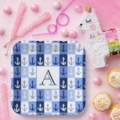 Anker monogram papieren borden bordje (Feest)