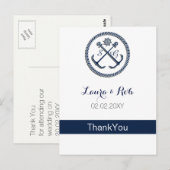Anker Monogrammen, nautische bruiloft Dank u kaart (Voorkant / Achterkant)