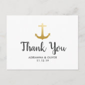 Anker Nautical Faux Gold Folie | Bruiloft dank u Briefkaart (Voorkant)