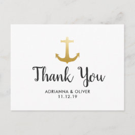Anker Nautical Faux Gold Folie | Bruiloft dank u Briefkaart