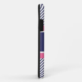 Anker & Nautical Stripes & Monogram Navy & Roze Case-Mate iPhone Case (Achterkant/rechts)
