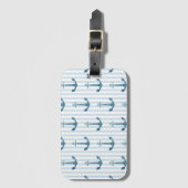 Anker Nauticale Streep Kust Patroon Bagagelabel (Voorkant (verticaal))