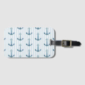 Anker Nauticale Streep Kust Patroon Bagagelabel (Voorkant (horizontaal))