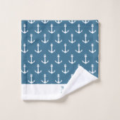 Anker Nautilus Kust Blauw Witte Strepen Naam Bad Handdoek (Wasdoekje)