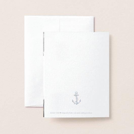  anker nautisch bruiloft zilver folie kaarten (Met envelop)
