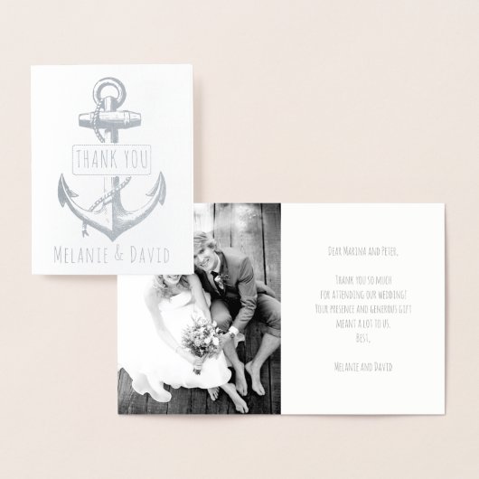  anker nautisch bruiloft zilver folie kaarten (Display)