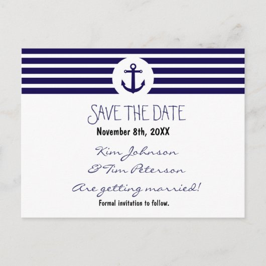 Anker nautisch gestreept Briefkaart Bewaar de datu (Voorkant)