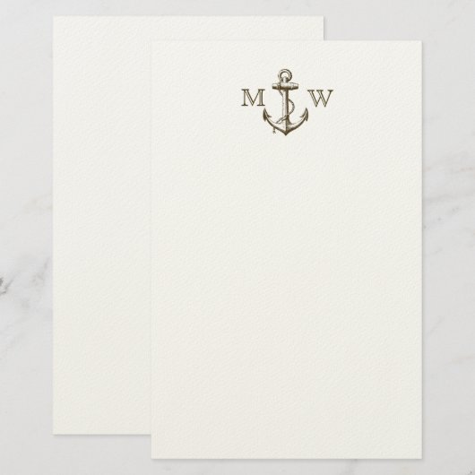 Anker, Nautisch monogram Briefpapier (Voorkant / Achterkant)
