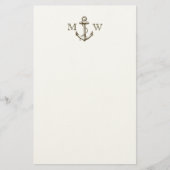Anker, Nautisch monogram Briefpapier (Voorkant)