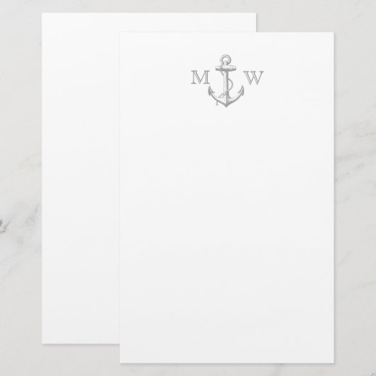 Anker, Nautisch monogram Briefpapier (Voorkant / Achterkant)