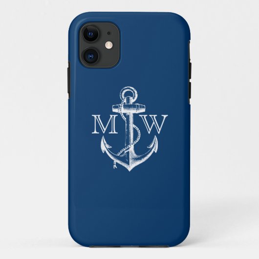 Anker, Nautisch monogram Case-Mate iPhone Case (Achterkant)