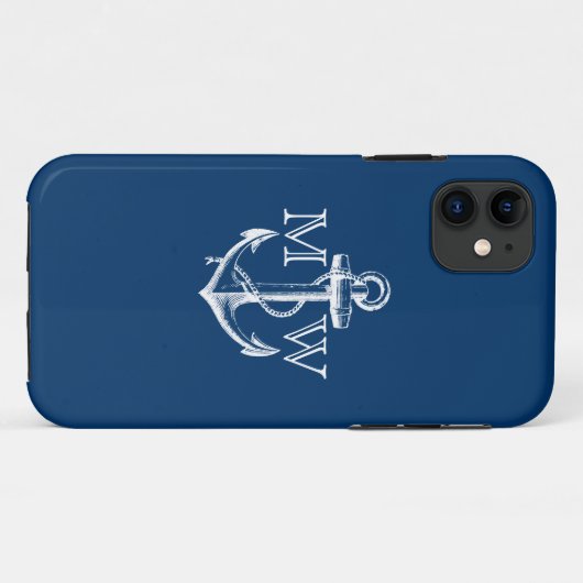 Anker, Nautisch monogram Case-Mate iPhone Case (Achterkant (horizontaal))