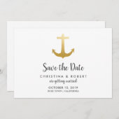 Anker Nautisch Nep Goud Folie | Bewaar De Datum Kaart (Voorkant / Achterkant)