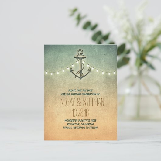  anker nautisch Sla de datum briefkaarten (Staand voorkant)