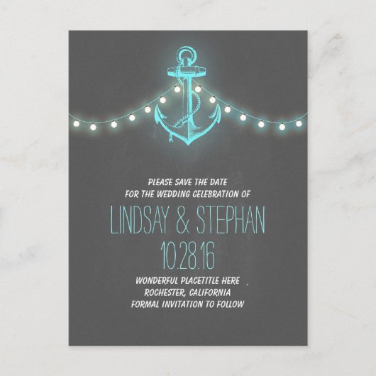  anker nautisch Sla de datum briefkaarten (Voorkant)