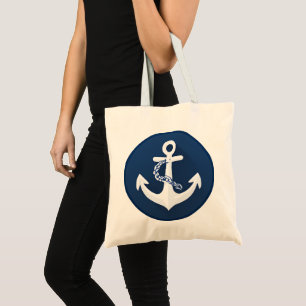 Anker Nautisch Symbool Klassiek Wit Marineblauw  Tote Bag