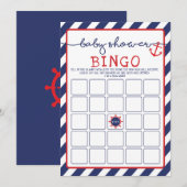 Anker Nautische Bingo Baby shower Spel Ahoy Boy Kaart (Voorkant / Achterkant)