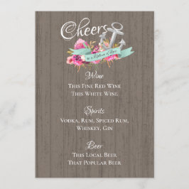 Anker Nautische Bloemenbar Menu Kaart