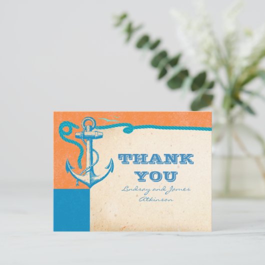 Anker Nautische bruiloft Dank u Briefkaarten (Staand voorkant)