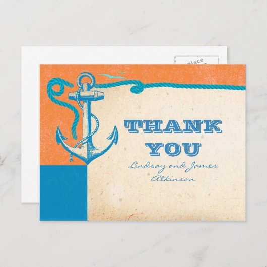 Anker Nautische bruiloft Dank u Briefkaarten (Voorkant / Achterkant)